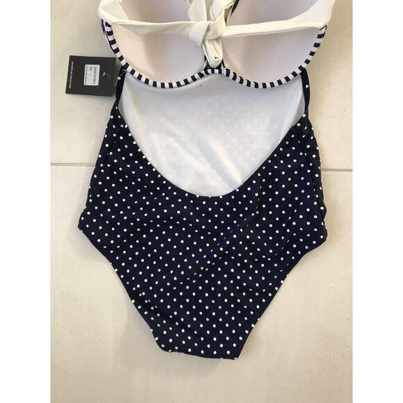 Beach Joy One Piece Swimsuit Halter Polka Dot Striped - Picture 8 of 9